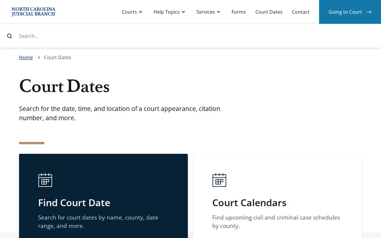 Gaston County court docket hearing-date search information