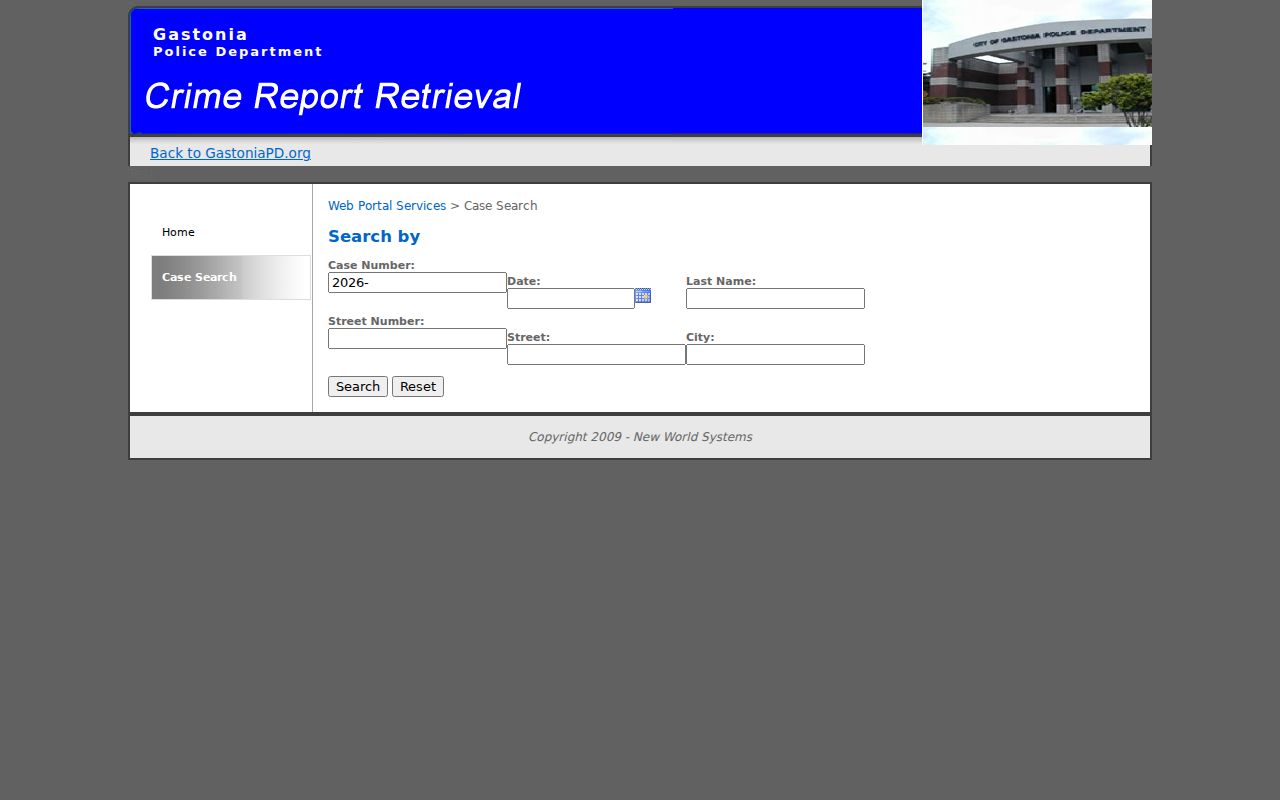 Gastonia court docket police report search fields