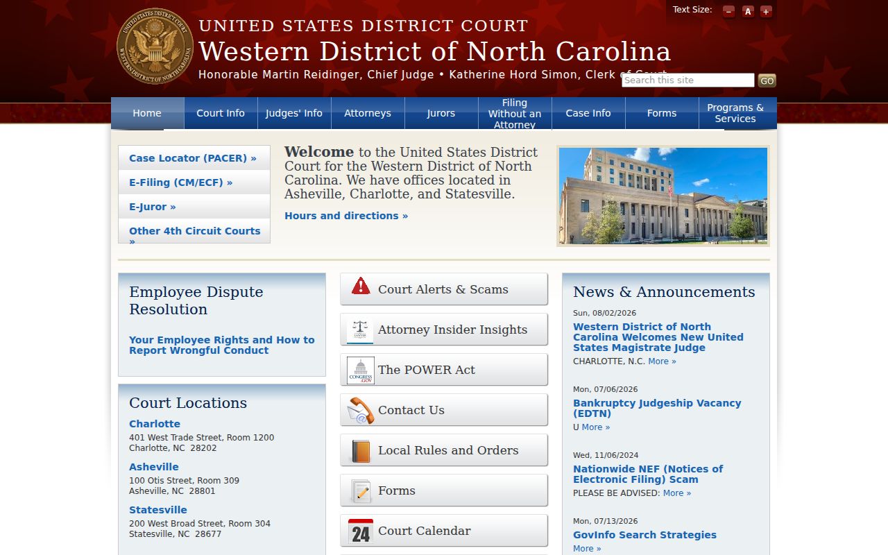 Gaston County court docket and separate federal court access