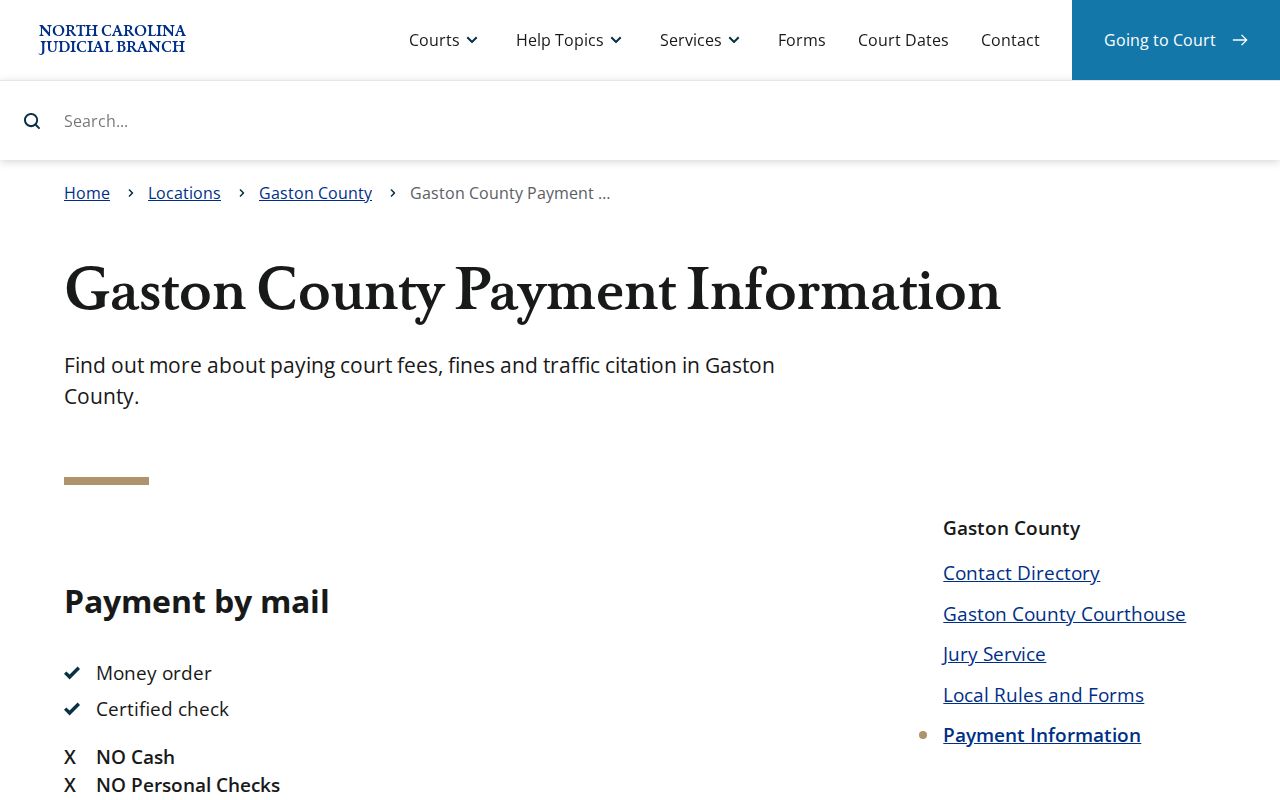 Gaston County traffic court records payment options source